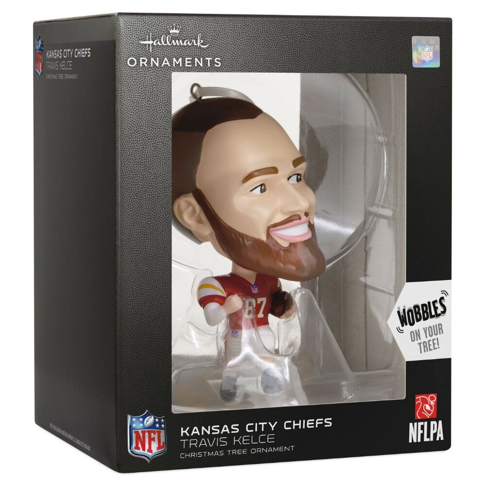 New! Travis Kelce NFL Kansas City Chiefs Hallmark Christmas Ornament Bobblehead